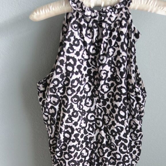 Elena Solano Linen Animal Print Ruffle Halter Top Sleeveless - Picture 4 of 14